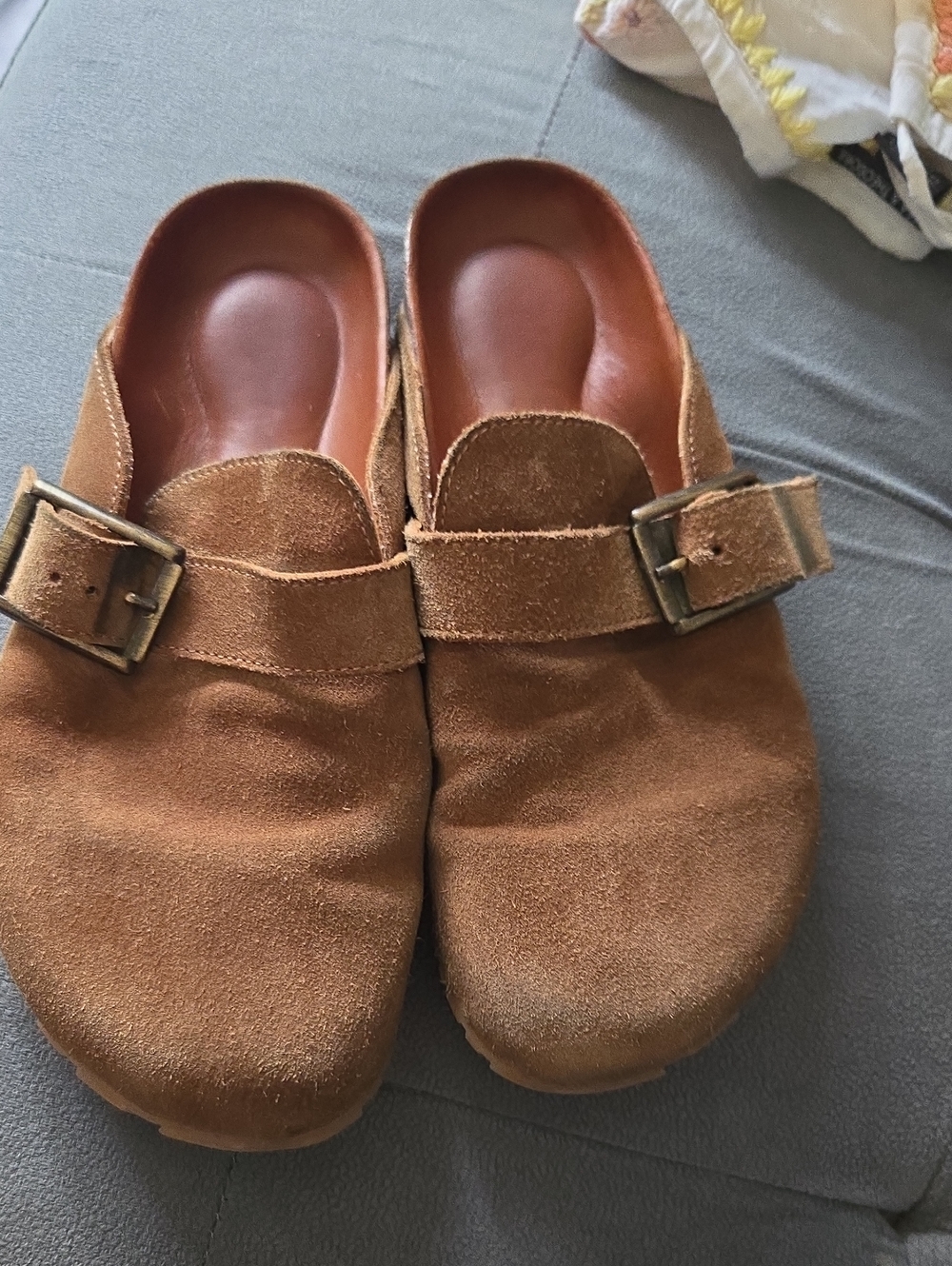 KOIO Men's Suede Slip-On Loafers in Chestnut Brown with Buckle